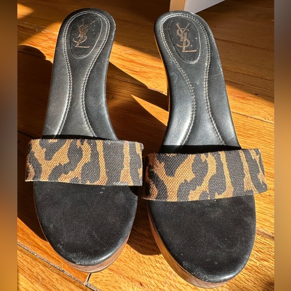 Yves Saint Laurent heels, gorgeous wood, leopard print, GUC - Picture 3 of 5